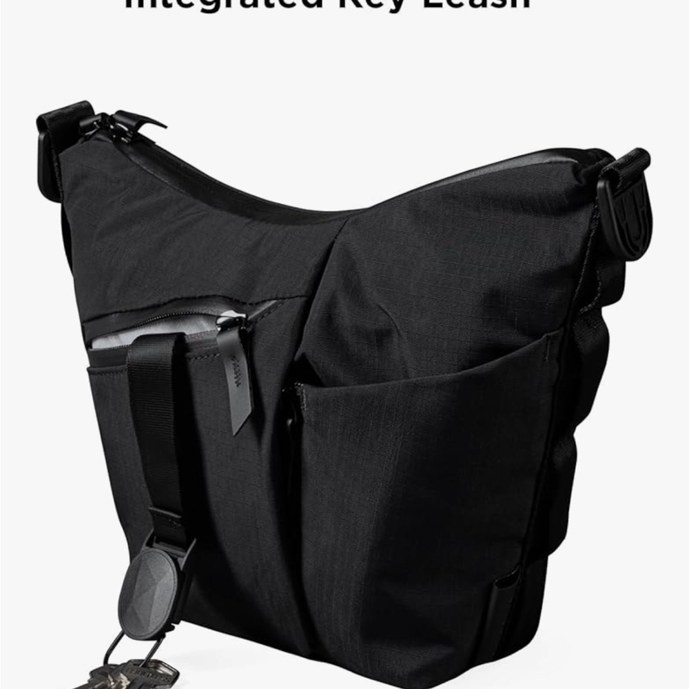 Black Men's Sling Belt Bag with Key Leash